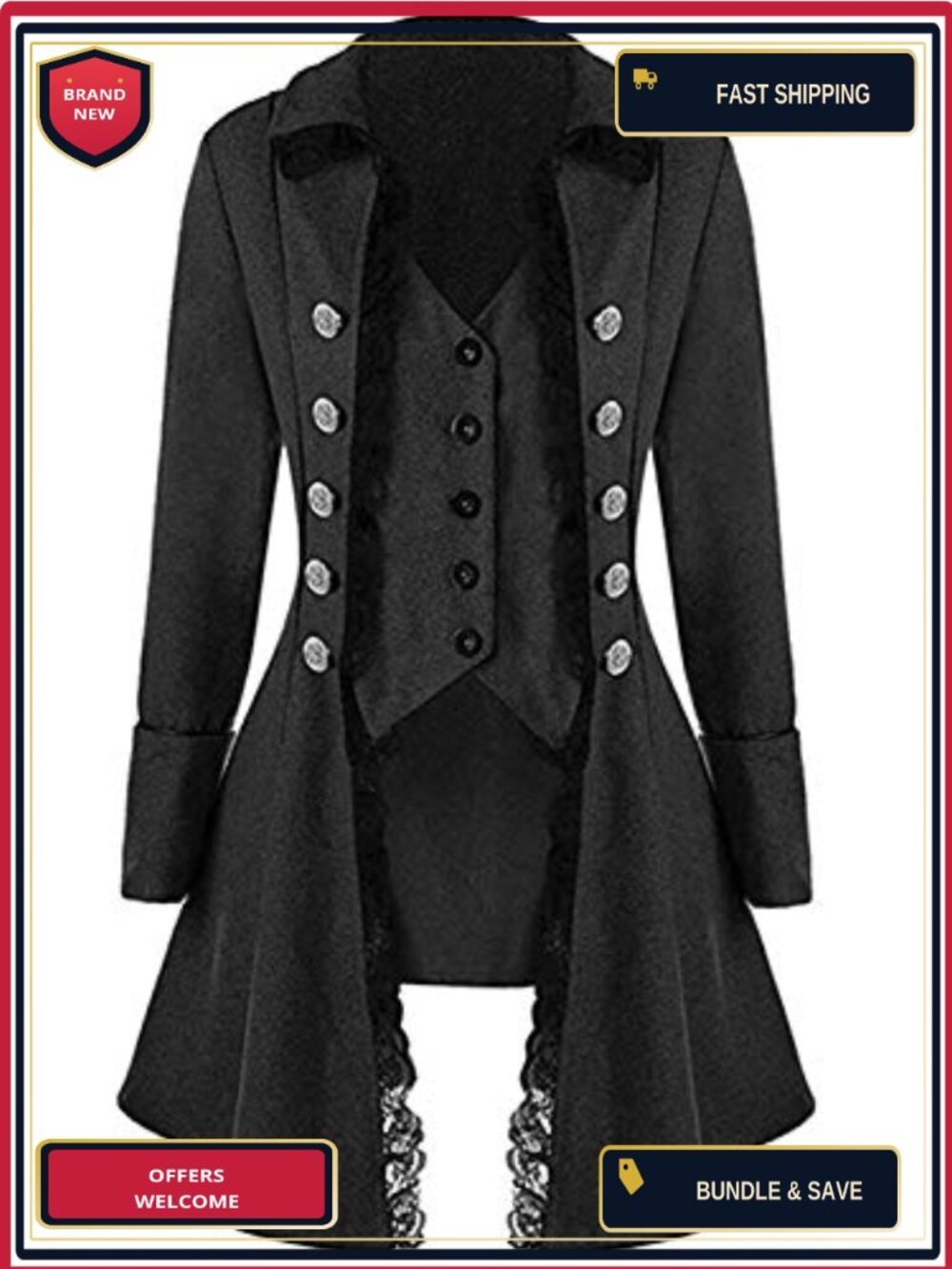 Steampunk Victorian Tailcoat Jacket Polyester Corset Lace Halloween Costume